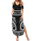 Kia Ora New Zealand Summer Maxi Dress Maori Language Week Pango Taniko Motif - Aussie Hoodie