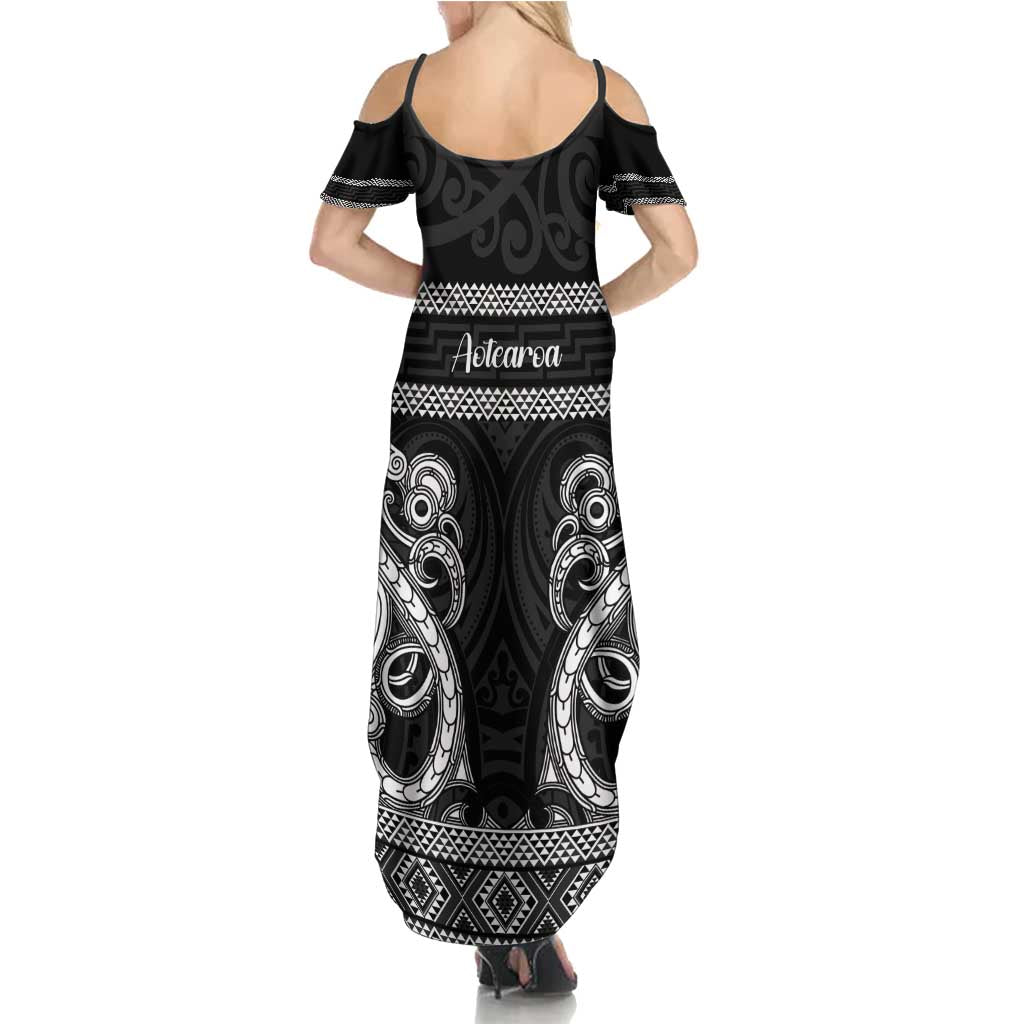 Kia Ora New Zealand Summer Maxi Dress Maori Language Week Pango Taniko Motif - Aussie Hoodie