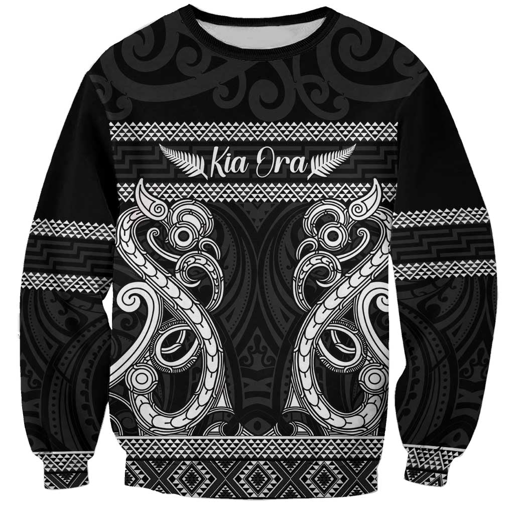 Kia Ora New Zealand Sweatshirt Maori Language Week Pango Taniko Motif - Aussie Hoodie