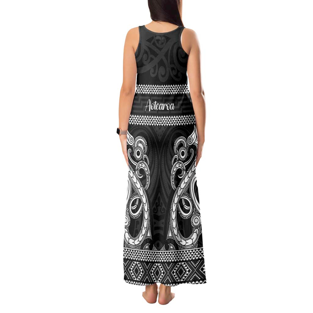 Kia Ora New Zealand Tank Maxi Dress Maori Language Week Pango Taniko Motif - Aussie Hoodie