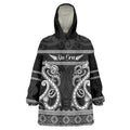 Kia Ora New Zealand Wearable Blanket Hoodie Maori Language Week Pango Taniko Motif - Aussie Hoodie