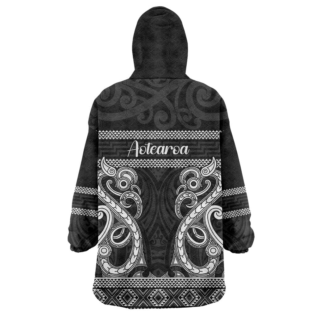 Kia Ora New Zealand Wearable Blanket Hoodie Maori Language Week Pango Taniko Motif - Aussie Hoodie