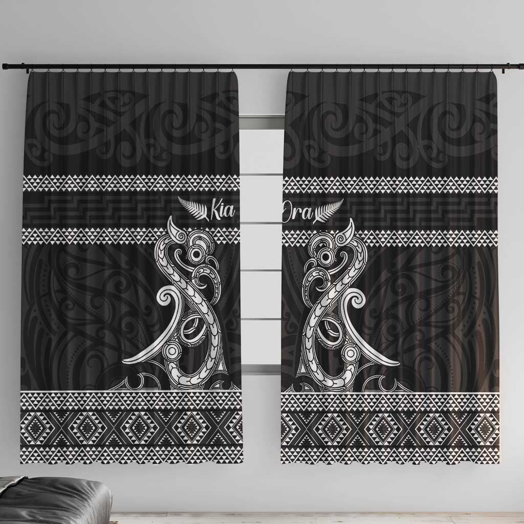 Kia Ora New Zealand Window Curtain Maori Language Week Pango Taniko Motif - Aussie Hoodie