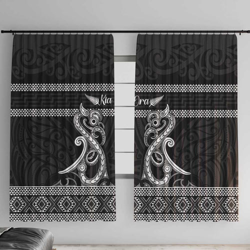 Kia Ora New Zealand Window Curtain Maori Language Week Pango Taniko Motif - Aussie Hoodie