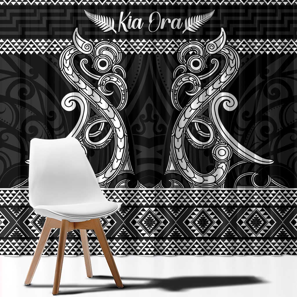 Kia Ora New Zealand Window Curtain Maori Language Week Pango Taniko Motif - Aussie Hoodie