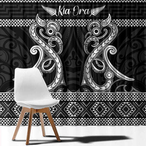 Kia Ora New Zealand Window Curtain Maori Language Week Pango Taniko Motif - Aussie Hoodie