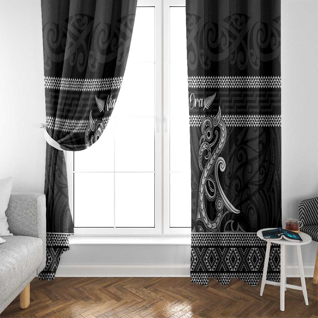 Kia Ora New Zealand Window Curtain Maori Language Week Pango Taniko Motif - Aussie Hoodie