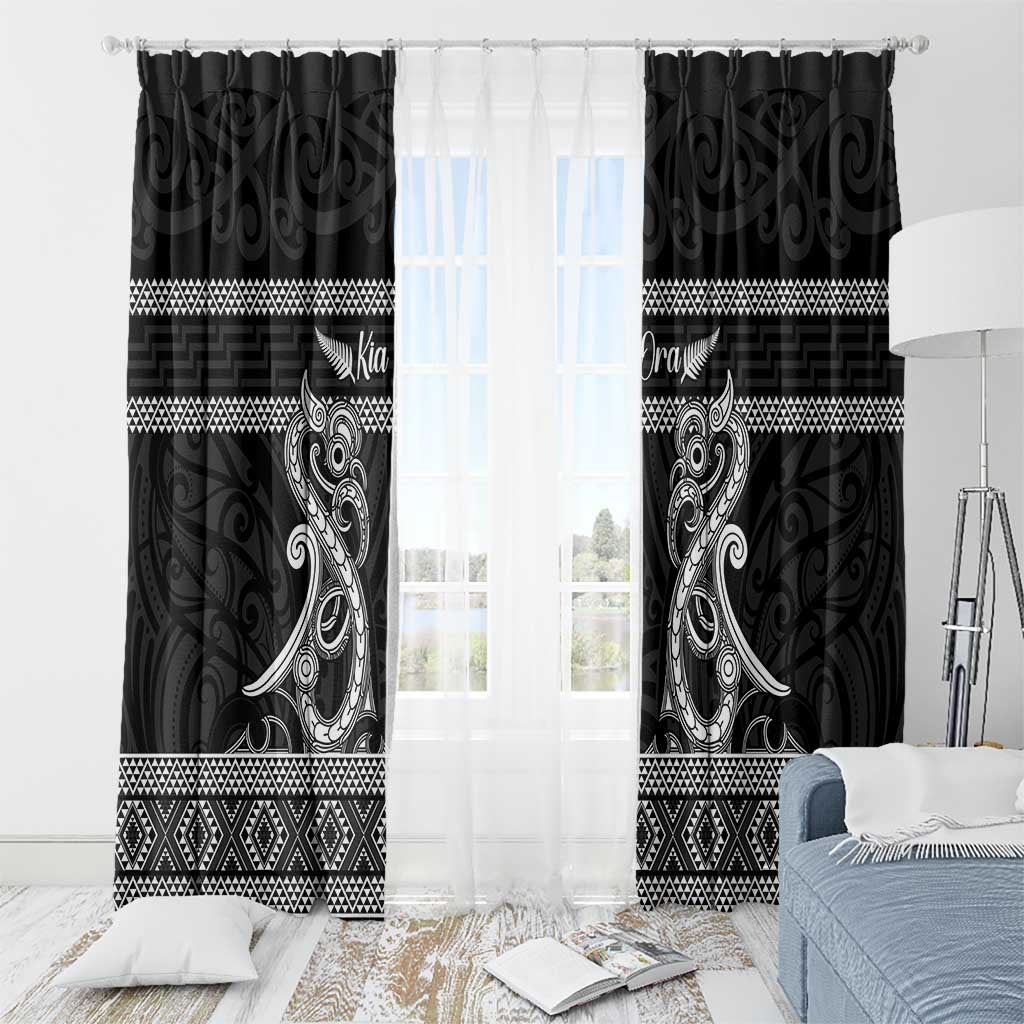 Kia Ora New Zealand Window Curtain Maori Language Week Pango Taniko Motif - Aussie Hoodie