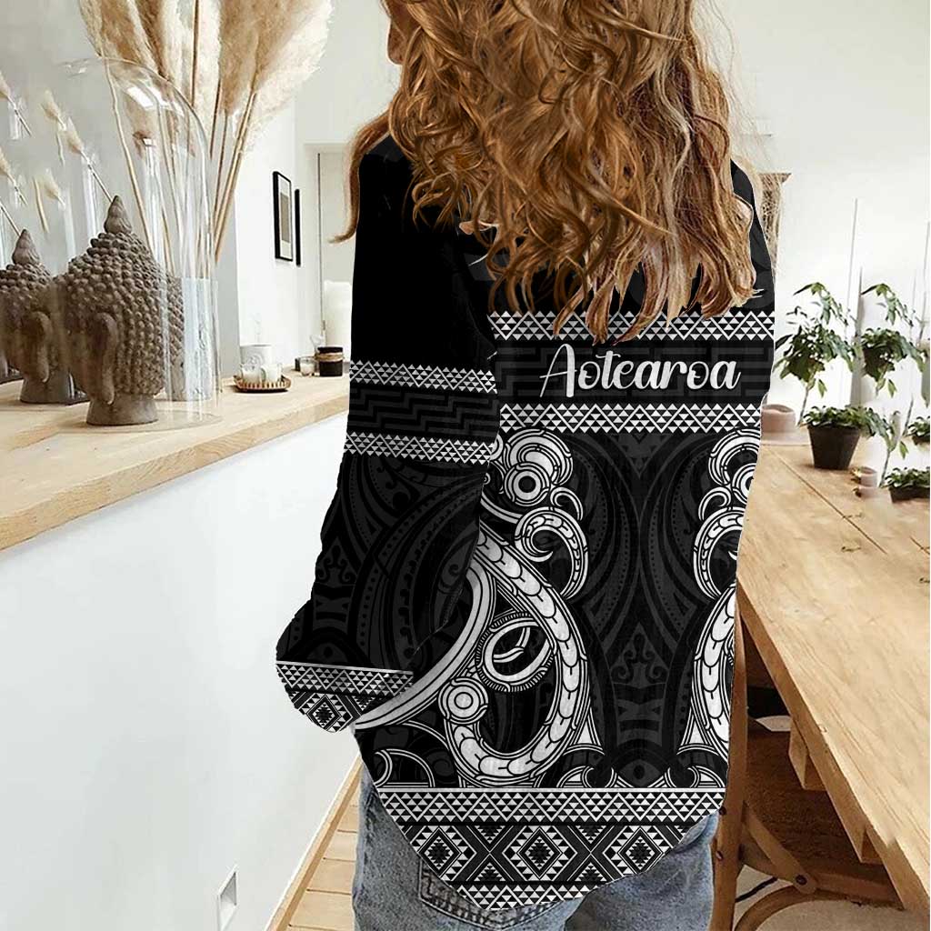 Kia Ora New Zealand Women Casual Shirt Maori Language Week Pango Taniko Motif - Aussie Hoodie