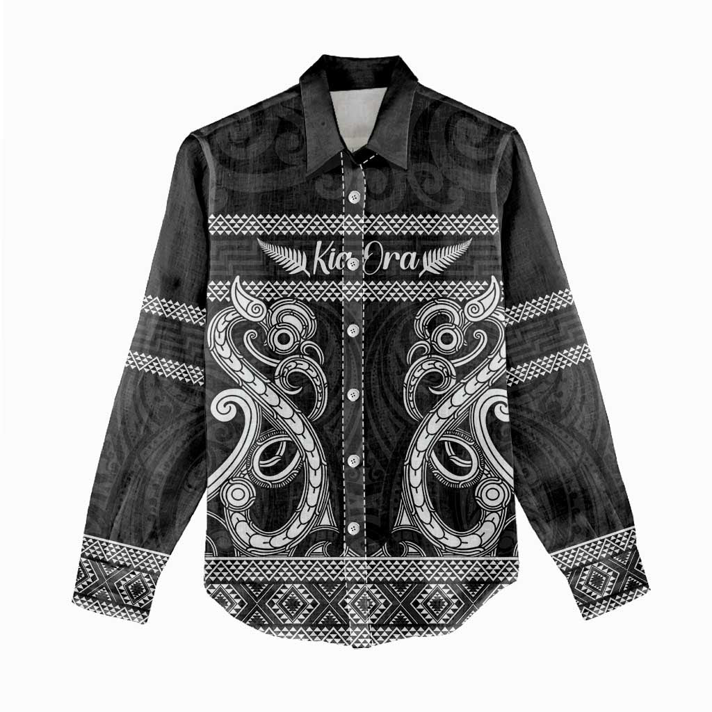 Kia Ora New Zealand Women Casual Shirt Maori Language Week Pango Taniko Motif - Aussie Hoodie