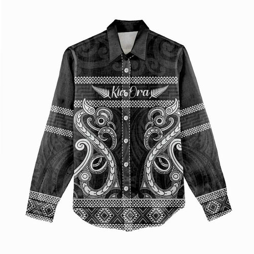 Kia Ora New Zealand Women Casual Shirt Maori Language Week Pango Taniko Motif - Aussie Hoodie