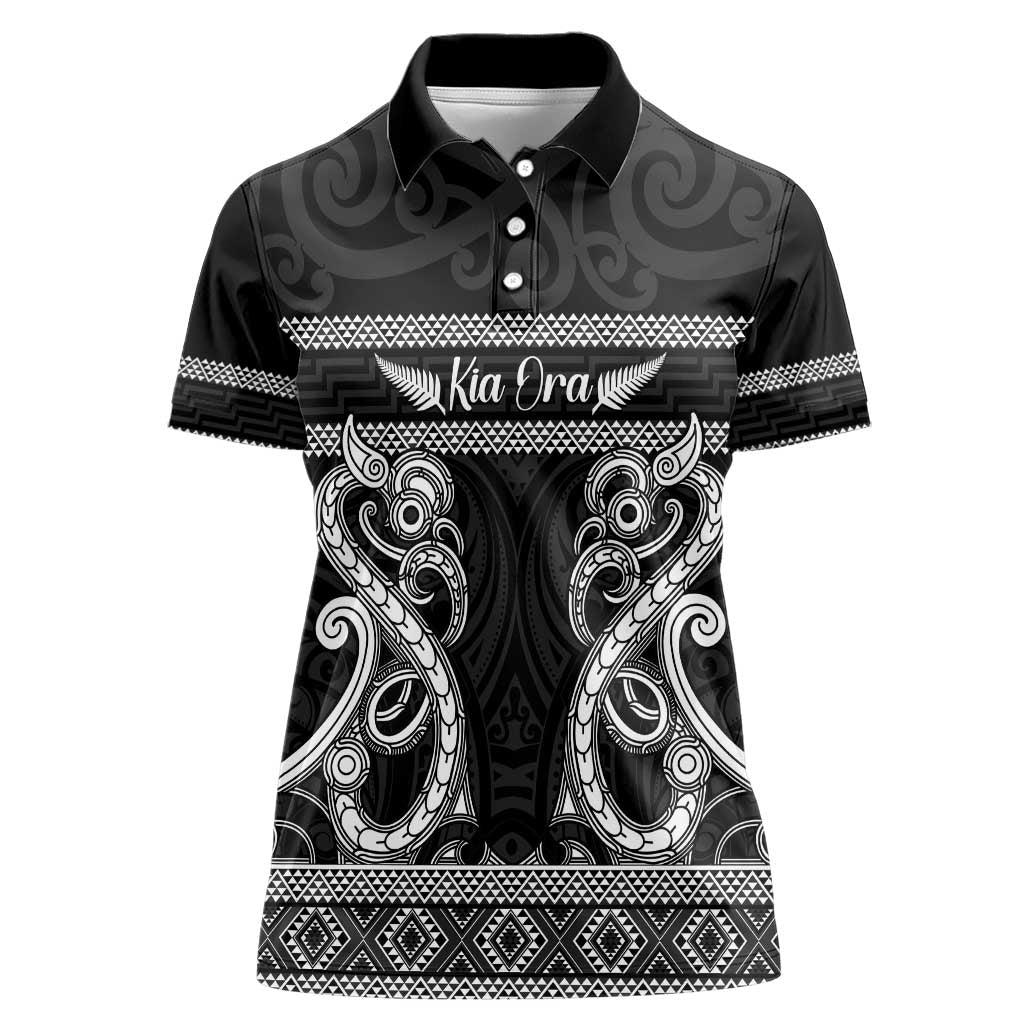 Kia Ora New Zealand Women Polo Shirt Maori Language Week Pango Taniko Motif - Aussie Hoodie