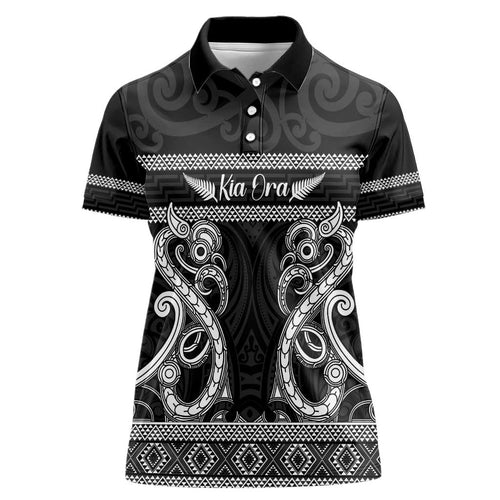 Kia Ora New Zealand Women Polo Shirt Maori Language Week Pango Taniko Motif - Aussie Hoodie