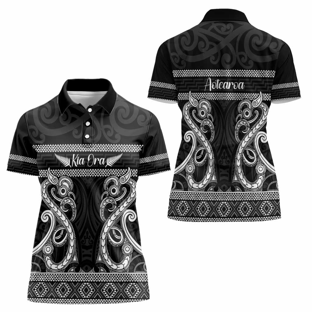 Kia Ora New Zealand Women Polo Shirt Maori Language Week Pango Taniko Motif - Aussie Hoodie