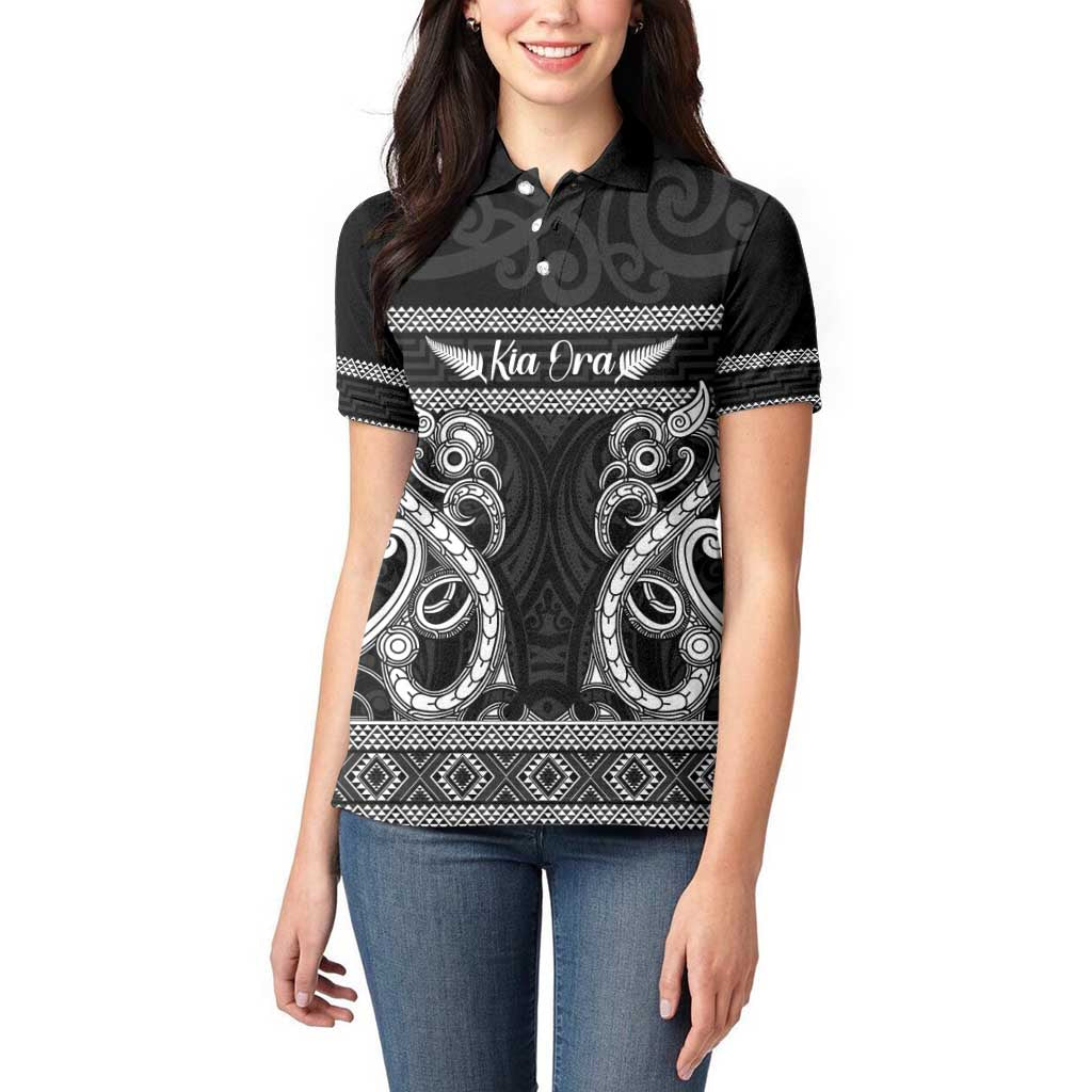 Kia Ora New Zealand Women Polo Shirt Maori Language Week Pango Taniko Motif - Aussie Hoodie