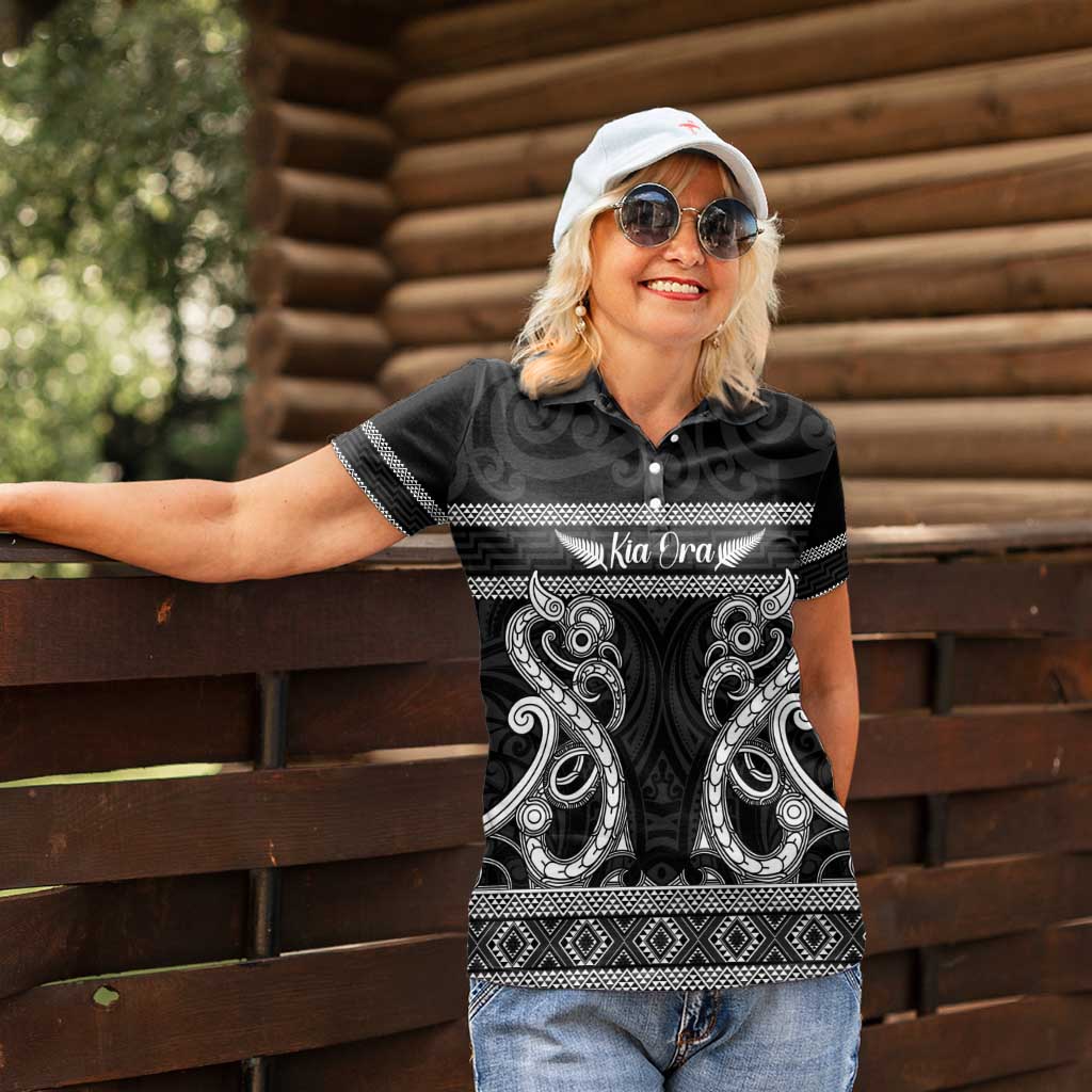 Kia Ora New Zealand Women Polo Shirt Maori Language Week Pango Taniko Motif - Aussie Hoodie