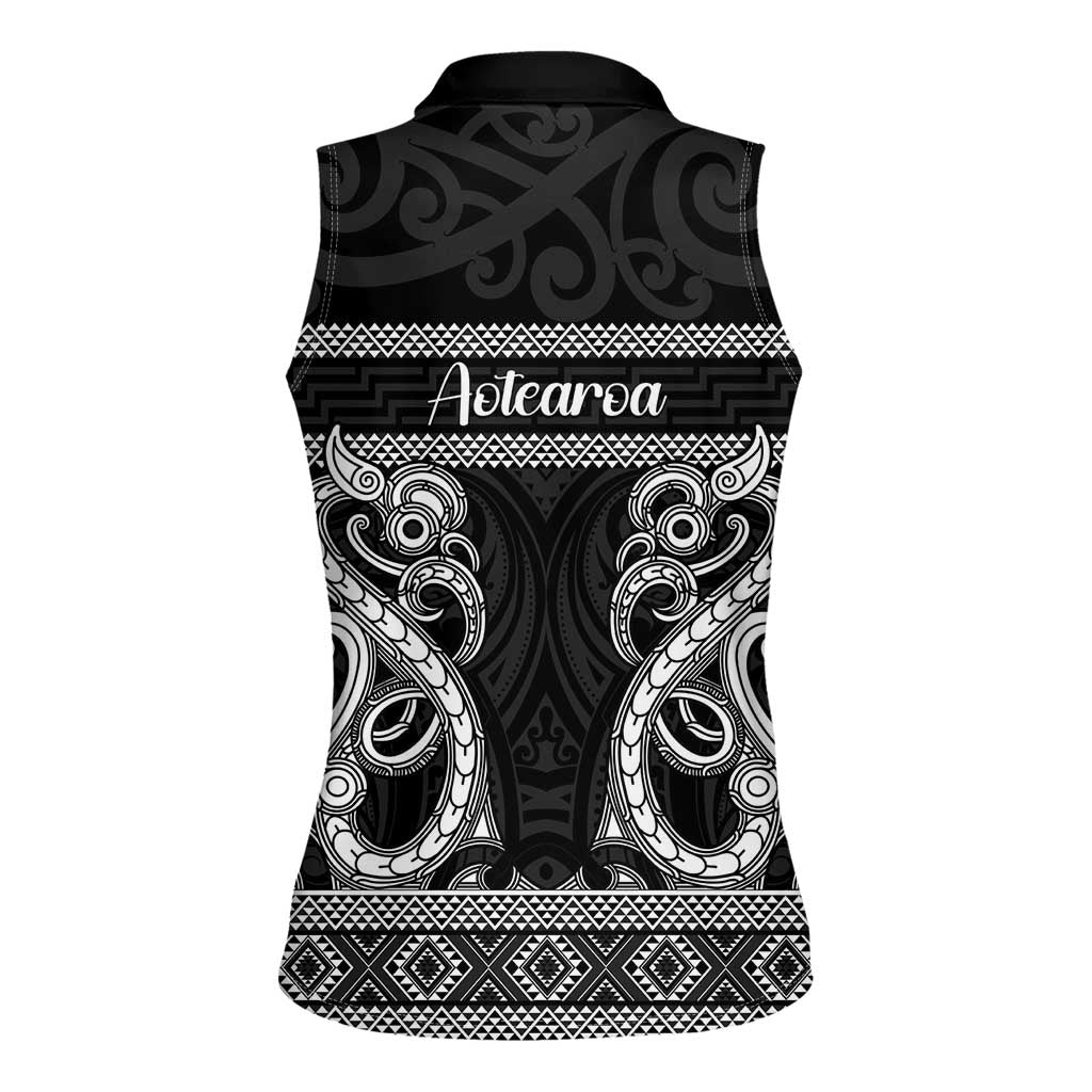Kia Ora New Zealand Women Sleeveless Polo Shirt Maori Language Week Pango Taniko Motif - Aussie Hoodie