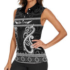 Kia Ora New Zealand Women Sleeveless Polo Shirt Maori Language Week Pango Taniko Motif - Aussie Hoodie