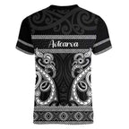 Kia Ora New Zealand Women V-Neck T-Shirt Maori Language Week Pango Taniko Motif - Aussie Hoodie