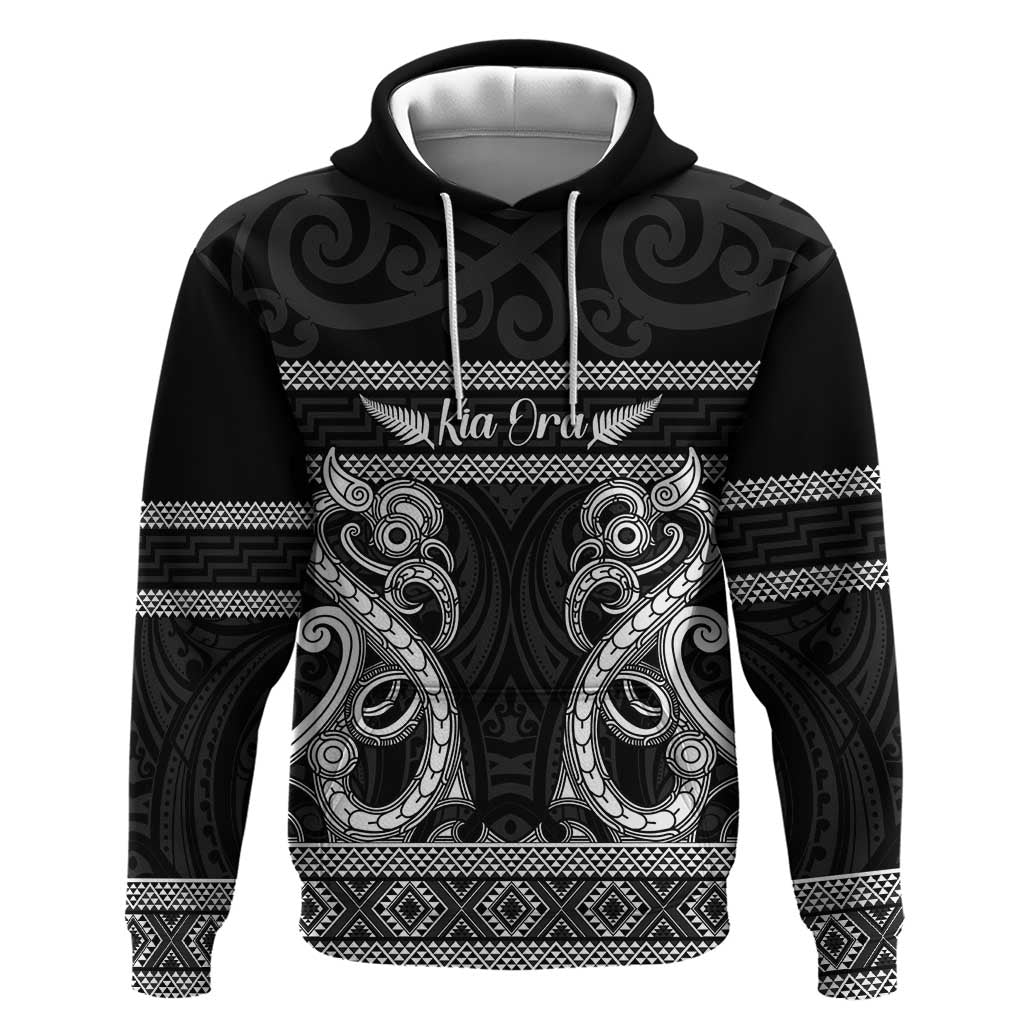 Kia Ora New Zealand Zip Hoodie Maori Language Week Pango Taniko Motif - Aussie Hoodie