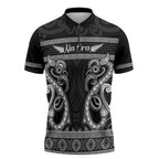 Kia Ora New Zealand Zipper Polo Shirt Maori Language Week Pango Taniko Motif - Aussie Hoodie