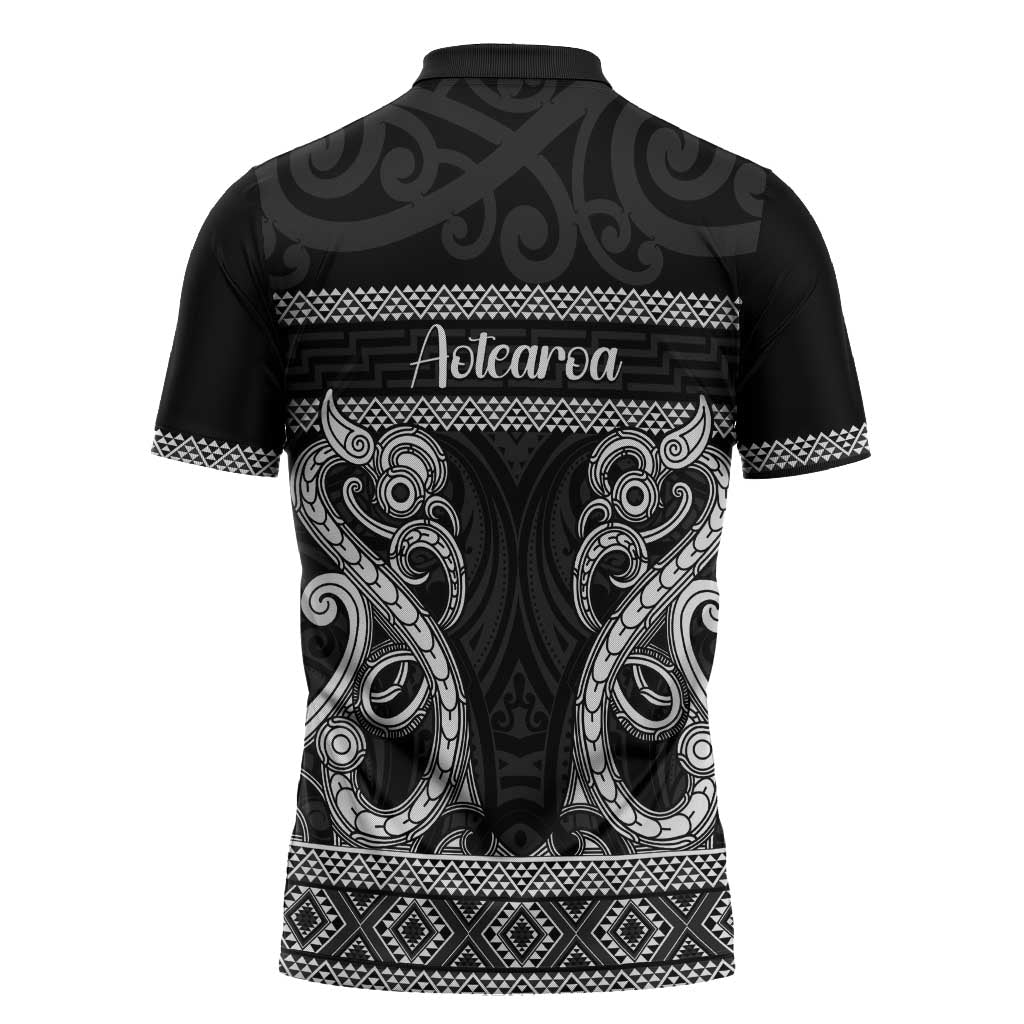 Kia Ora New Zealand Zipper Polo Shirt Maori Language Week Pango Taniko Motif - Aussie Hoodie