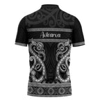 Kia Ora New Zealand Zipper Polo Shirt Maori Language Week Pango Taniko Motif - Aussie Hoodie