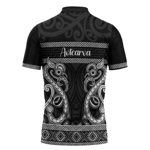 Kia Ora New Zealand Zipper Polo Shirt Maori Language Week Pango Taniko Motif - Aussie Hoodie
