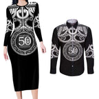 Kia Kaha Te Reo Maori New Zealand Couples Matching Long Sleeve Bodycon Dress and Long Sleeve Button Shirt 50th Anniversary Ake Ake Ake - Aussie Hoodie