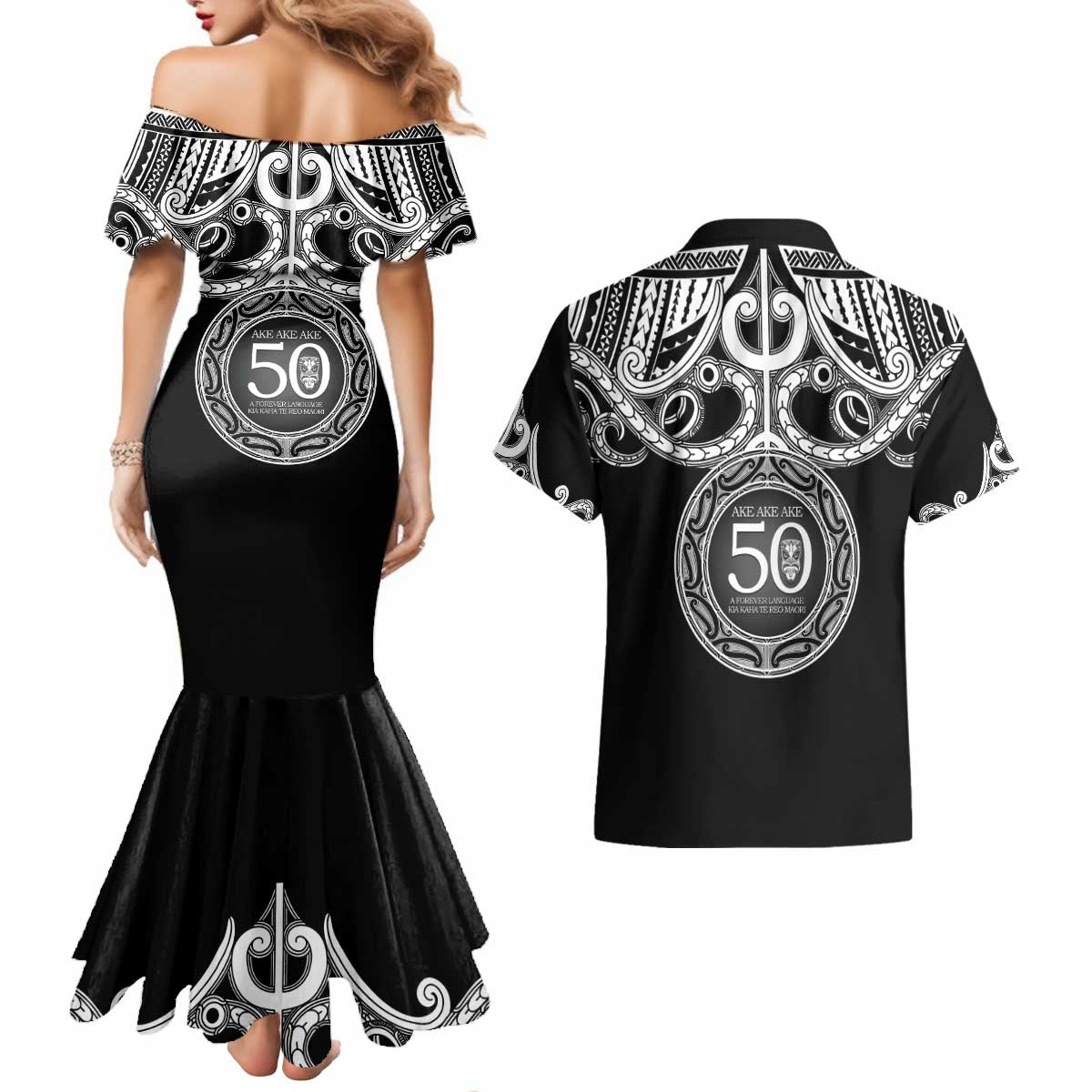 Kia Kaha Te Reo Maori New Zealand Couples Matching Mermaid Dress and Hawaiian Shirt 50th Anniversary Ake Ake Ake - Aussie Hoodie