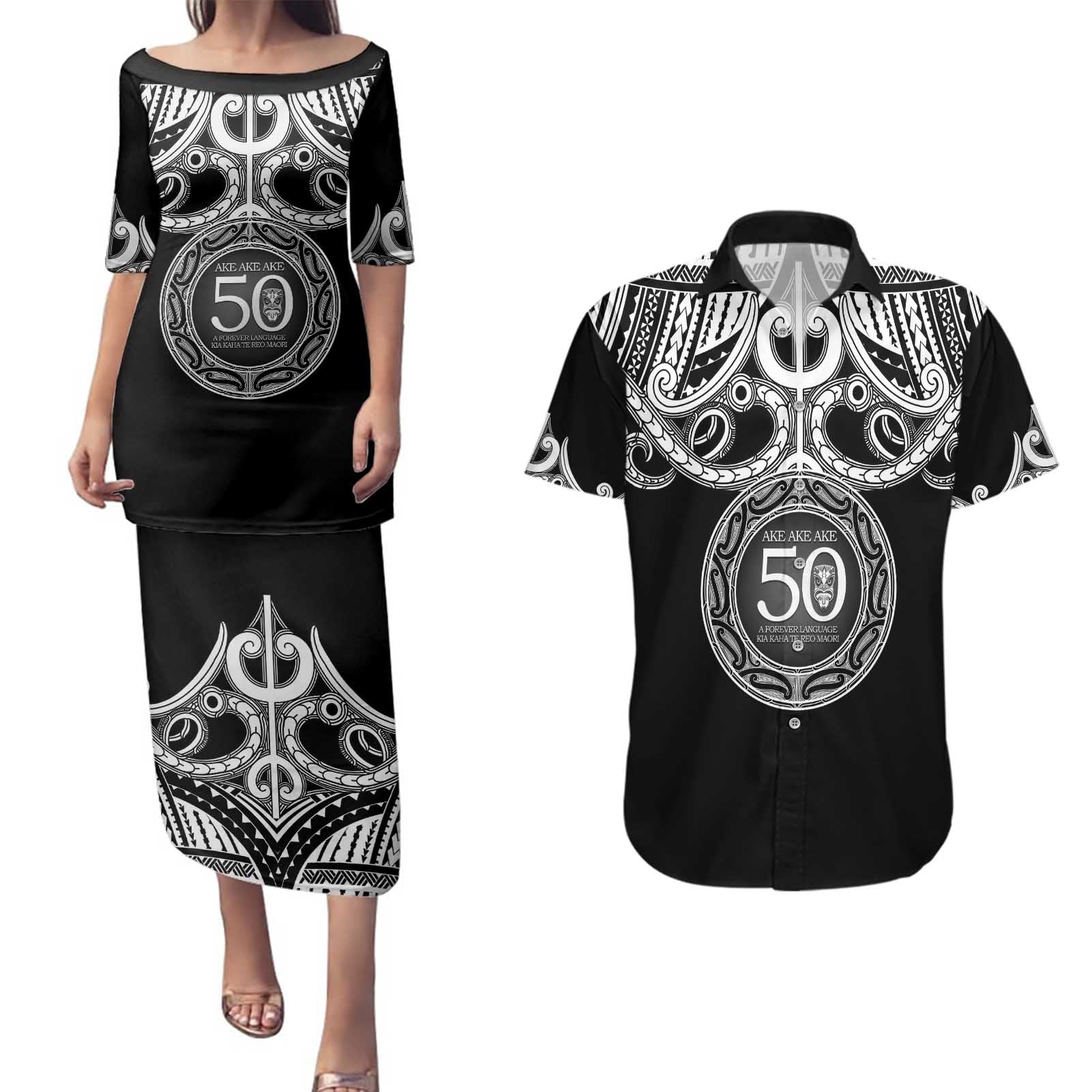 Kia Kaha Te Reo Maori New Zealand Couples Matching Puletasi and Hawaiian Shirt 50th Anniversary Ake Ake Ake - Aussie Hoodie