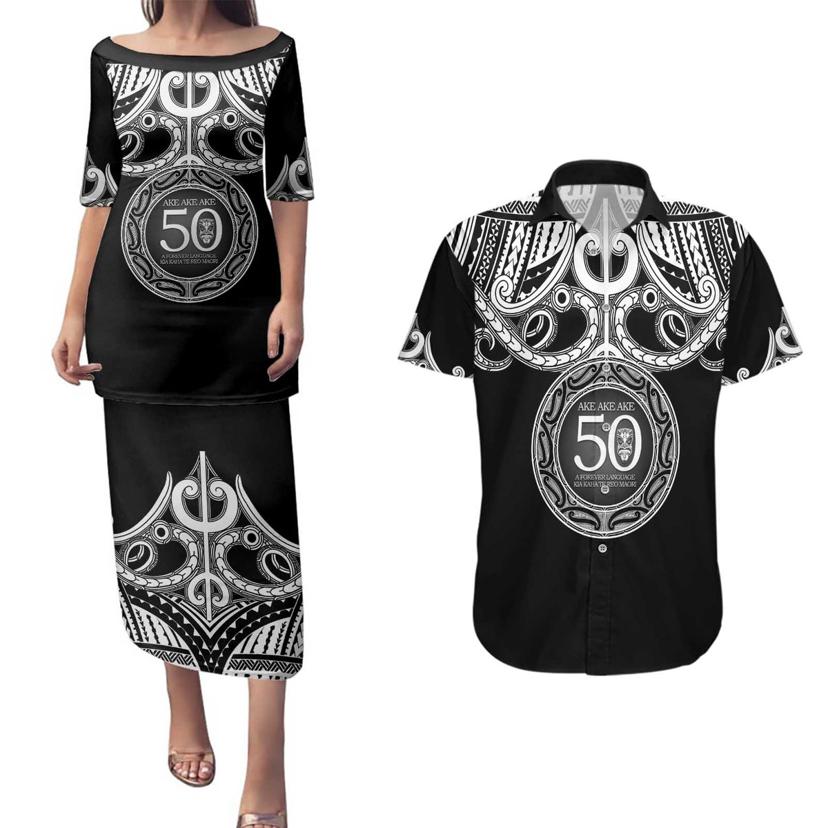 Kia Kaha Te Reo Maori New Zealand Couples Matching Puletasi and Hawaiian Shirt 50th Anniversary Ake Ake Ake - Aussie Hoodie