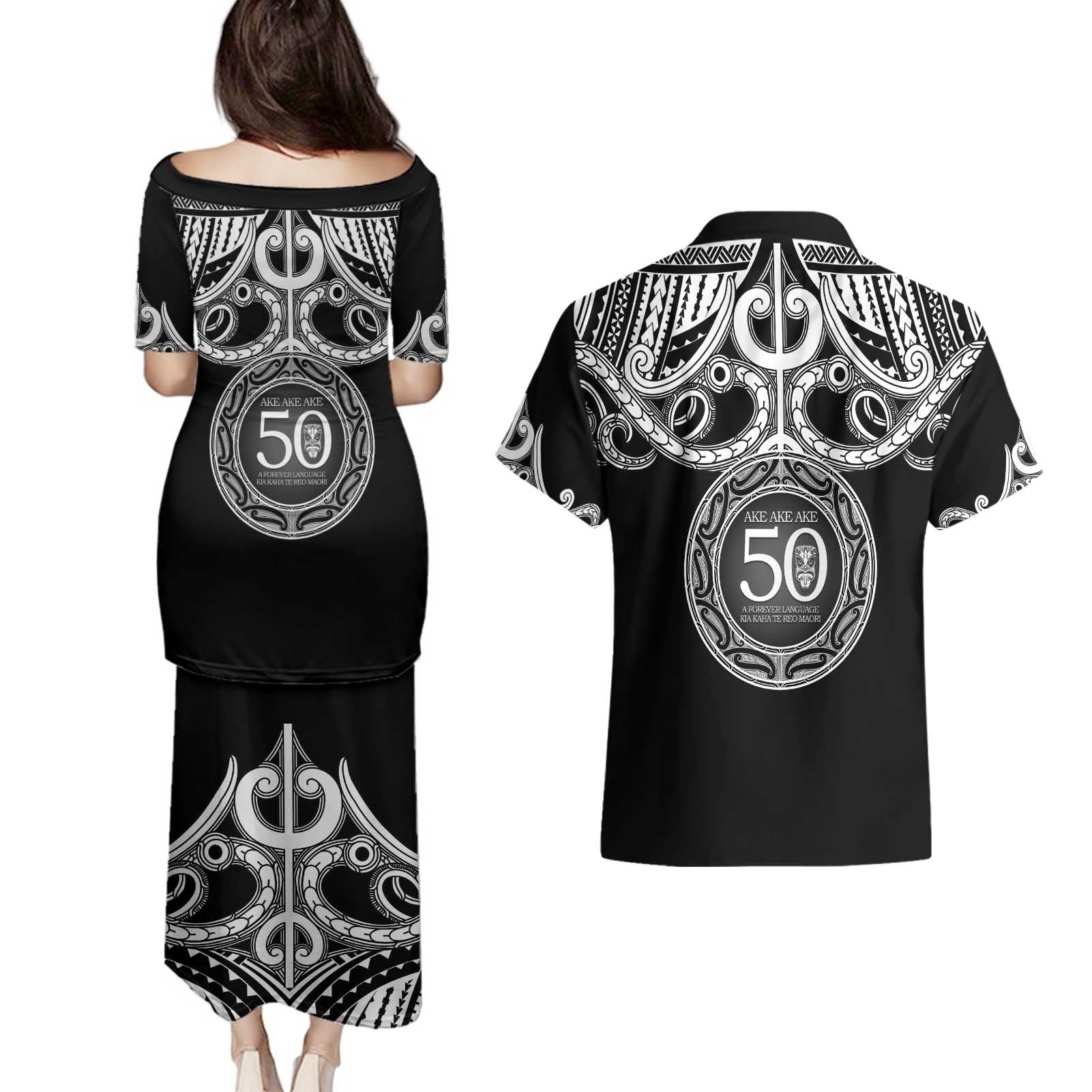 Kia Kaha Te Reo Maori New Zealand Couples Matching Puletasi and Hawaiian Shirt 50th Anniversary Ake Ake Ake - Aussie Hoodie