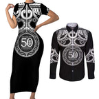 Kia Kaha Te Reo Maori New Zealand Couples Matching Short Sleeve Bodycon Dress and Long Sleeve Button Shirt 50th Anniversary Ake Ake Ake - Aussie Hoodie