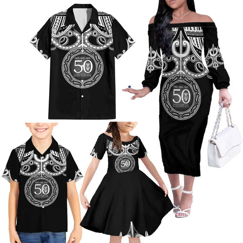 Kia Kaha Te Reo Maori New Zealand Family Matching Off The Shoulder Long Sleeve Dress and Hawaiian Shirt 50th Anniversary Ake Ake Ake - Aussie Hoodie