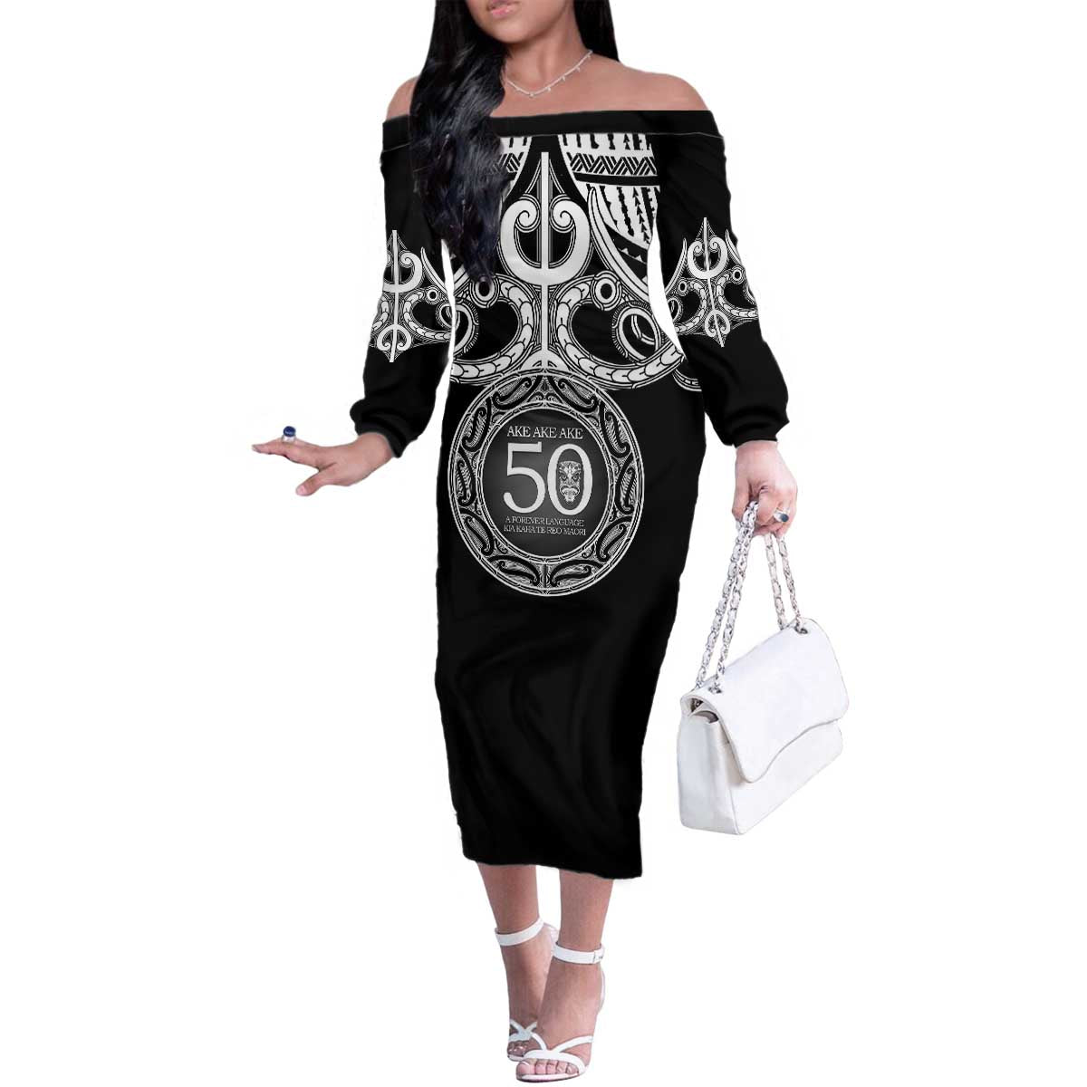 Kia Kaha Te Reo Maori New Zealand Family Matching Off The Shoulder Long Sleeve Dress and Hawaiian Shirt 50th Anniversary Ake Ake Ake - Aussie Hoodie