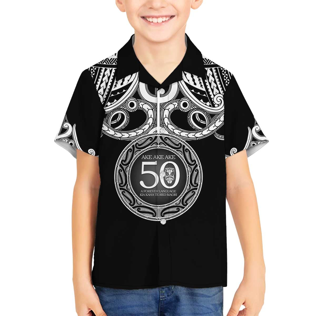Kia Kaha Te Reo Maori New Zealand Family Matching Off The Shoulder Long Sleeve Dress and Hawaiian Shirt 50th Anniversary Ake Ake Ake - Aussie Hoodie