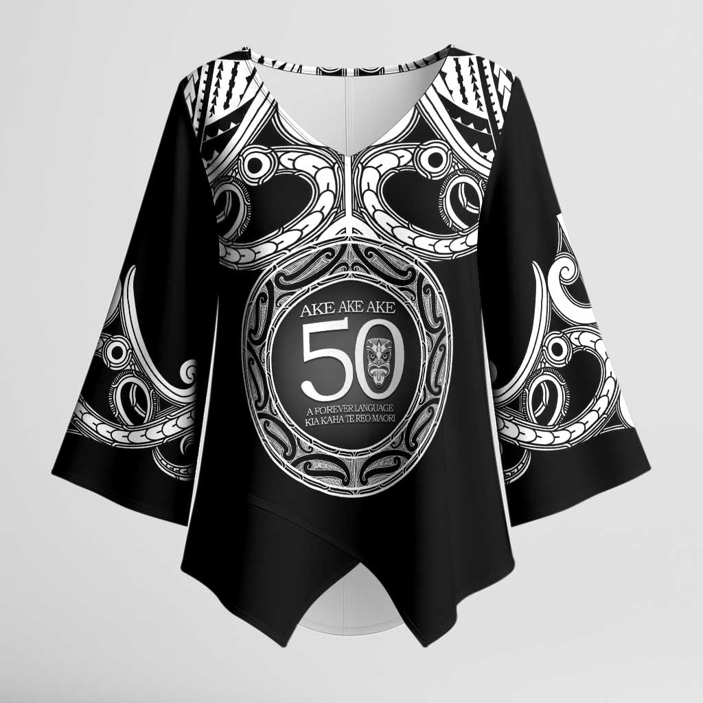 Kia Kaha Te Reo Maori New Zealand Kimono Sleeve Blouse 50th Anniversary Ake Ake Ake - Aussie Hoodie