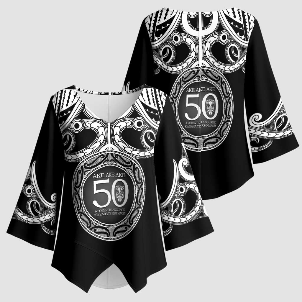 Kia Kaha Te Reo Maori New Zealand Kimono Sleeve Blouse 50th Anniversary Ake Ake Ake - Aussie Hoodie