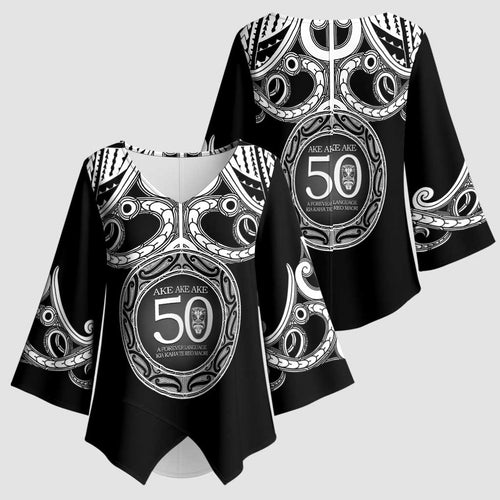 Kia Kaha Te Reo Maori New Zealand Kimono Sleeve Blouse 50th Anniversary Ake Ake Ake - Aussie Hoodie