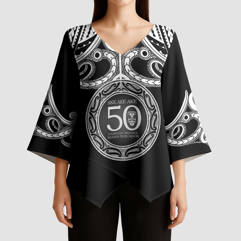 Kia Kaha Te Reo Maori New Zealand Kimono Sleeve Blouse 50th Anniversary Ake Ake Ake - Aussie Hoodie