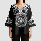 Kia Kaha Te Reo Maori New Zealand Kimono Sleeve Blouse 50th Anniversary Ake Ake Ake - Aussie Hoodie