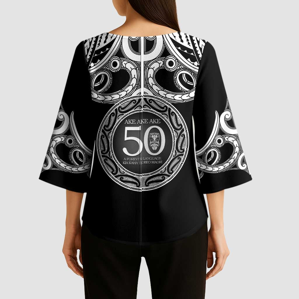 Kia Kaha Te Reo Maori New Zealand Kimono Sleeve Blouse 50th Anniversary Ake Ake Ake - Aussie Hoodie