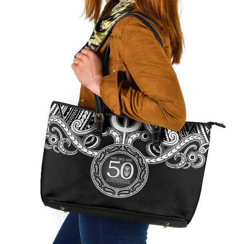 Kia Kaha Te Reo Maori New Zealand Leather Tote Bag 50th Anniversary Ake Ake Ake - Aussie Hoodie