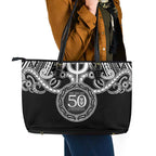 Kia Kaha Te Reo Maori New Zealand Leather Tote Bag 50th Anniversary Ake Ake Ake - Aussie Hoodie