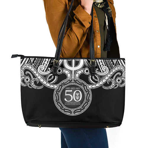 Kia Kaha Te Reo Maori New Zealand Leather Tote Bag 50th Anniversary Ake Ake Ake - Aussie Hoodie