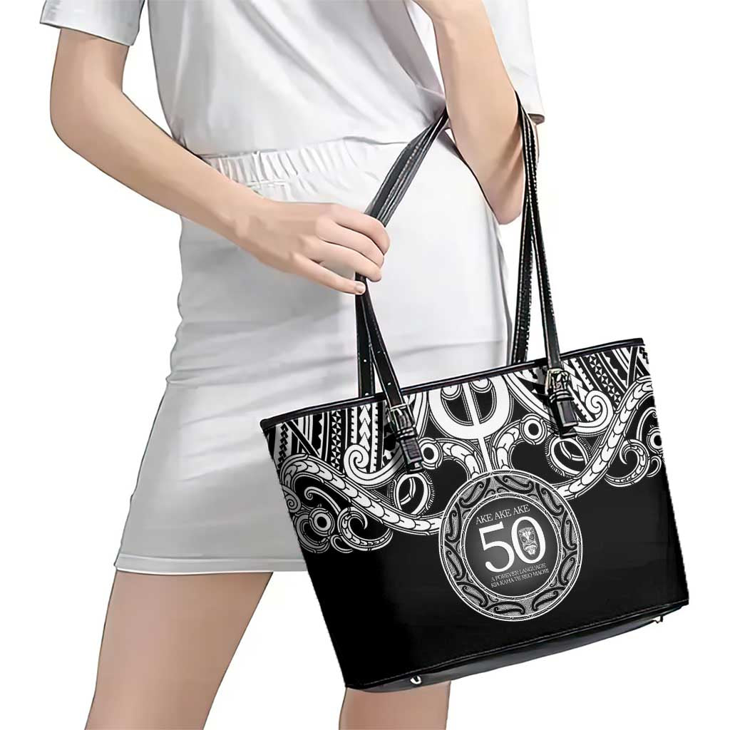 Kia Kaha Te Reo Maori New Zealand Leather Tote Bag 50th Anniversary Ake Ake Ake - Aussie Hoodie