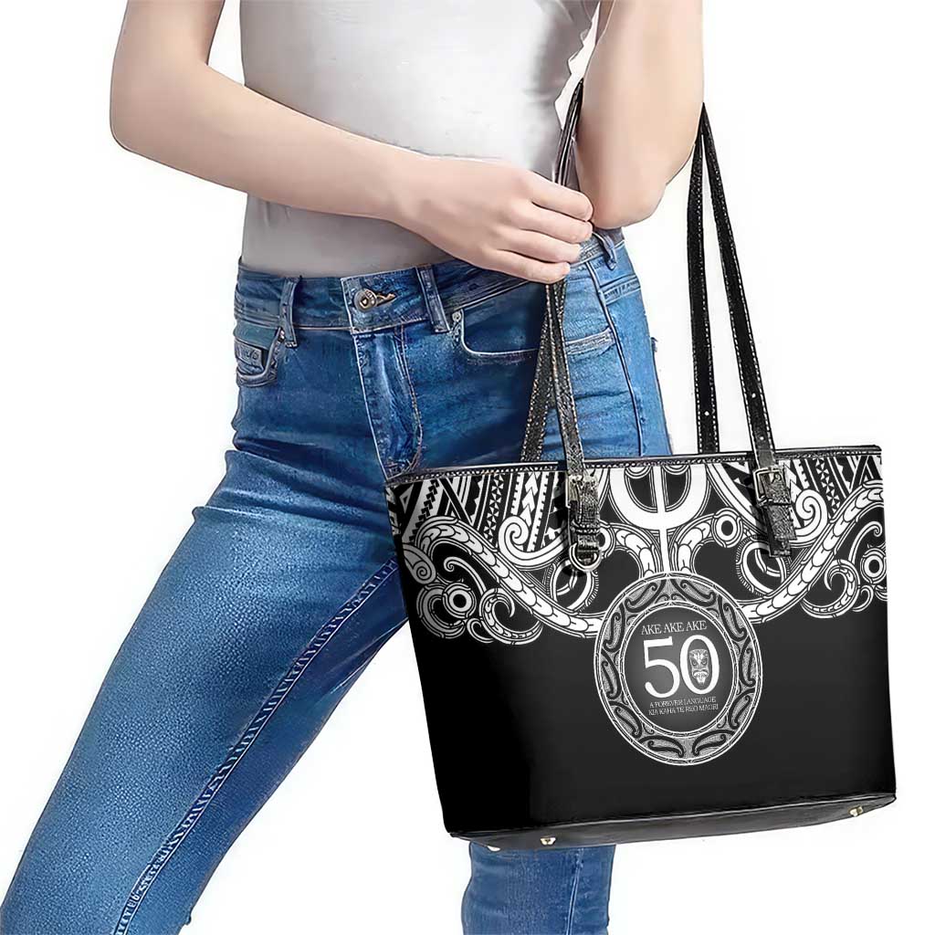 Kia Kaha Te Reo Maori New Zealand Leather Tote Bag 50th Anniversary Ake Ake Ake - Aussie Hoodie