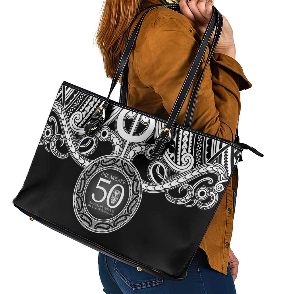 Kia Kaha Te Reo Maori New Zealand Leather Tote Bag 50th Anniversary Ake Ake Ake - Aussie Hoodie