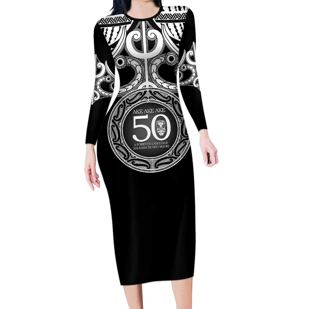 Kia Kaha Te Reo Maori New Zealand Long Sleeve Bodycon Dress 50th Anniversary Ake Ake Ake - Aussie Hoodie